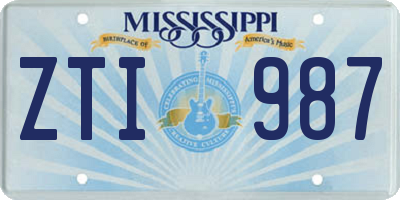 MS license plate ZTI987