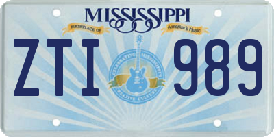 MS license plate ZTI989