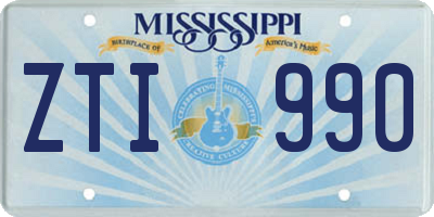 MS license plate ZTI990