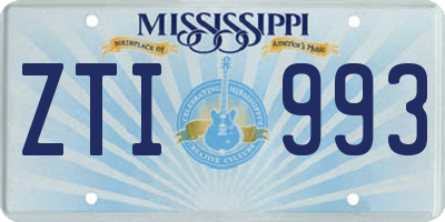 MS license plate ZTI993