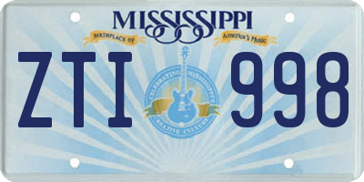 MS license plate ZTI998