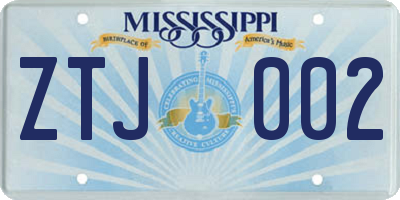 MS license plate ZTJ002