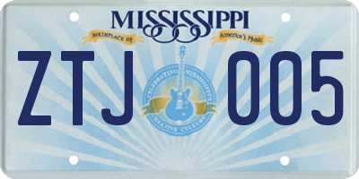 MS license plate ZTJ005