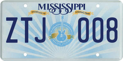 MS license plate ZTJ008