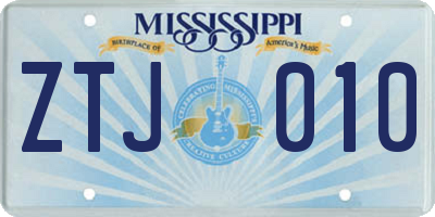 MS license plate ZTJ010