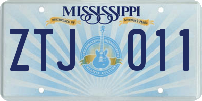 MS license plate ZTJ011