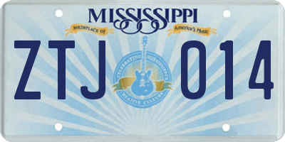 MS license plate ZTJ014