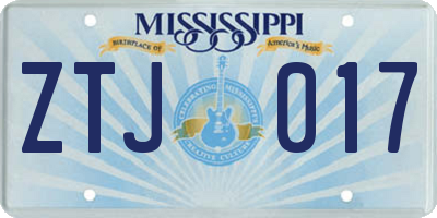 MS license plate ZTJ017