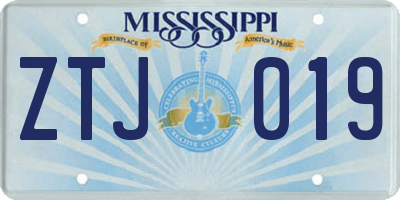 MS license plate ZTJ019