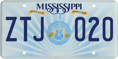 MS license plate ZTJ020