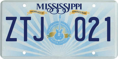 MS license plate ZTJ021