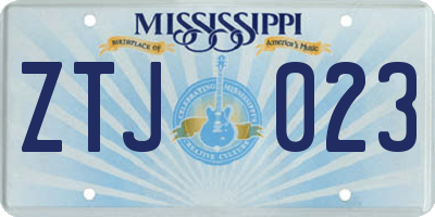 MS license plate ZTJ023