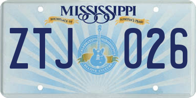 MS license plate ZTJ026