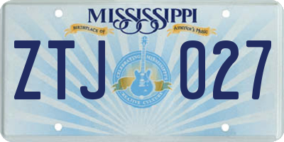 MS license plate ZTJ027