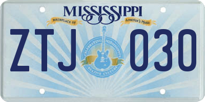 MS license plate ZTJ030