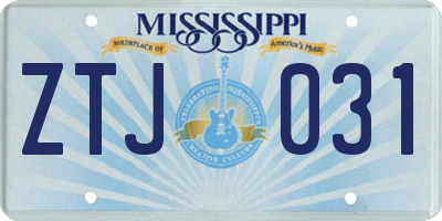 MS license plate ZTJ031