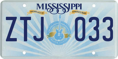 MS license plate ZTJ033