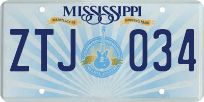 MS license plate ZTJ034