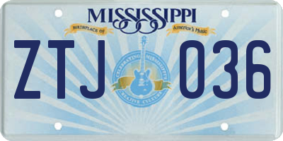 MS license plate ZTJ036