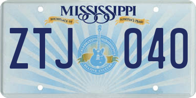 MS license plate ZTJ040
