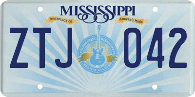 MS license plate ZTJ042