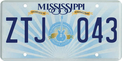 MS license plate ZTJ043