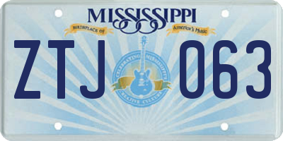 MS license plate ZTJ063