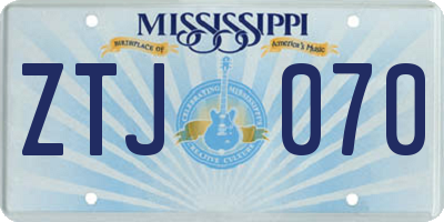 MS license plate ZTJ070