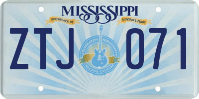 MS license plate ZTJ071