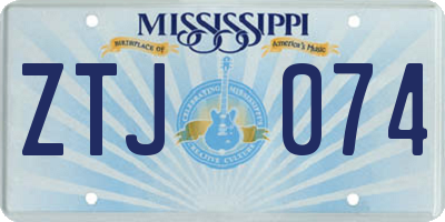 MS license plate ZTJ074