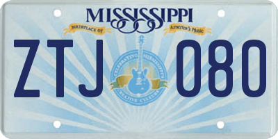 MS license plate ZTJ080