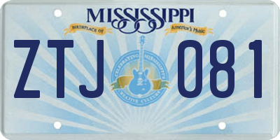 MS license plate ZTJ081