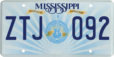MS license plate ZTJ092