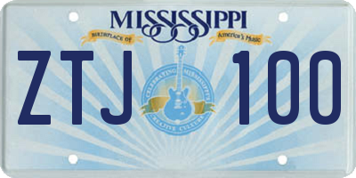 MS license plate ZTJ100