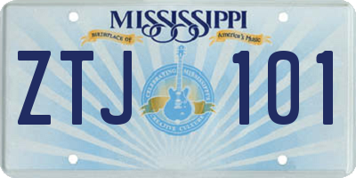 MS license plate ZTJ101