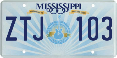 MS license plate ZTJ103