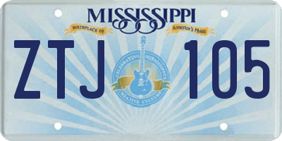 MS license plate ZTJ105