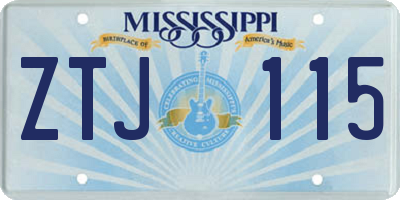 MS license plate ZTJ115