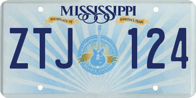 MS license plate ZTJ124
