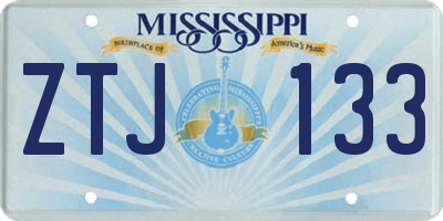 MS license plate ZTJ133