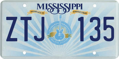 MS license plate ZTJ135