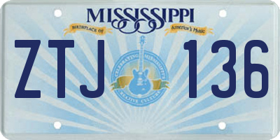 MS license plate ZTJ136