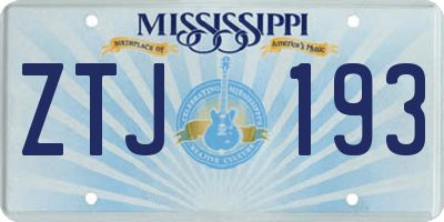 MS license plate ZTJ193