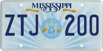 MS license plate ZTJ200