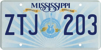 MS license plate ZTJ203
