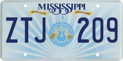 MS license plate ZTJ209