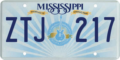 MS license plate ZTJ217