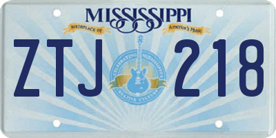 MS license plate ZTJ218