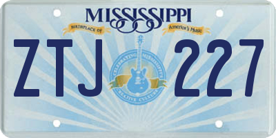 MS license plate ZTJ227