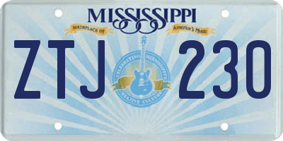 MS license plate ZTJ230